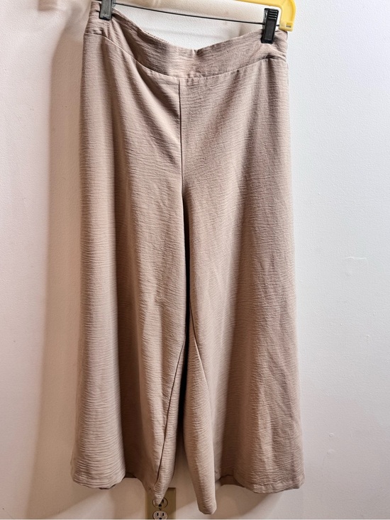 Adrianna Papell Pants - Adrianna Papell Beige Elastic-Waist Wide Leg Pants